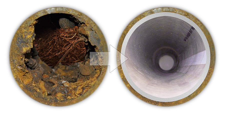 Before and after pipe repair